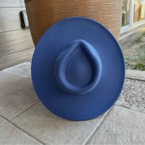 Stylish Blue Wide-Brim Hat